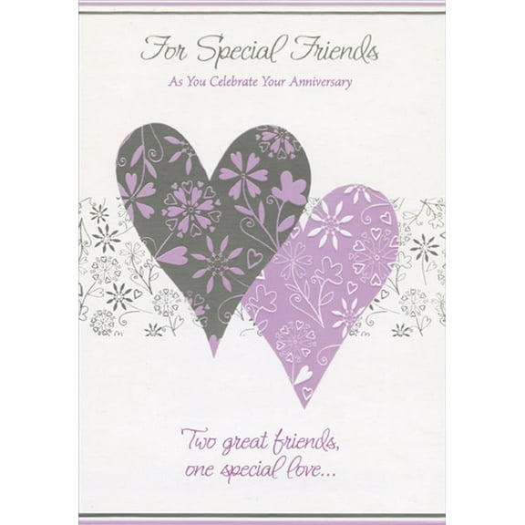 Designer Greetings Silver and Light Purple Intertwined Hearts Wedding Anniversary Congratulations Card for Friends