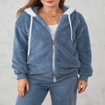 thumbnail image 3 of Womens Full Zip Up Sherpa Hoodie Fuzzy Fleece Jacket Oversized Fluffy Coat with Pockets, 3 of 9