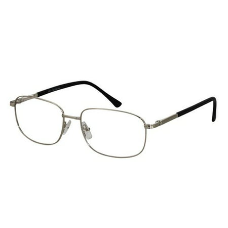 Ebe Men Silver Rectangle Full Rim Spring Hinge Eyewear Reading Glasses a907
