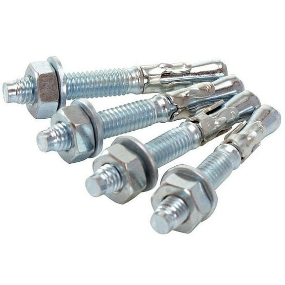 Vestil Wedge Anchor, 3/8" Dia., 3" L, Steel Zinc Plated, 4 PK AS-383-4PK