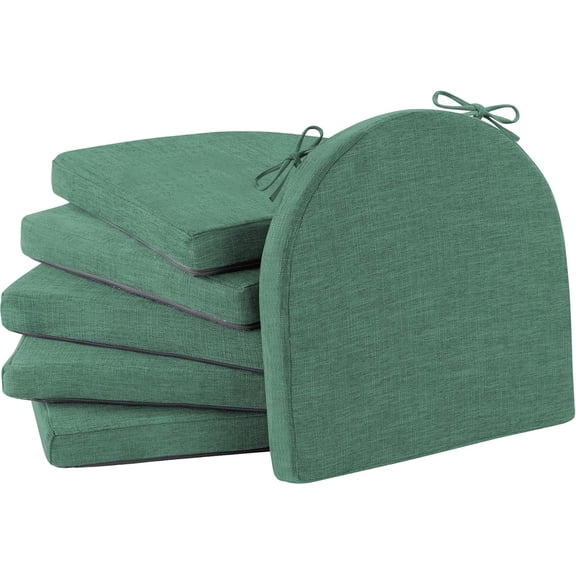 Chair Cushions for Dining Chairs with Ties and Removable Cover, Dining Kitchen Chair Pads with Non-Slip Bottom, High-Resilience Indoor Seat Cushions, 16'' x 16'' x 2'', Set of 6, Dark Green