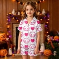 thumbnail image 2 of Toddler Girls Clothes 2 Piece Outfits Flip Collar Short Sleeved Halloween Printed Top and Elastic Waist Shorts Clothing Set Size 3-4T, 2 of 4