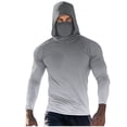 thumbnail image 2 of Qgtaibl Men's M Pullover Sun Hoodie with Built-In Face Mask Rash Guard Long Sleeve Cooling UV Protection Fishing Shirt Summer Tops (Dark Gray), 2 of 5