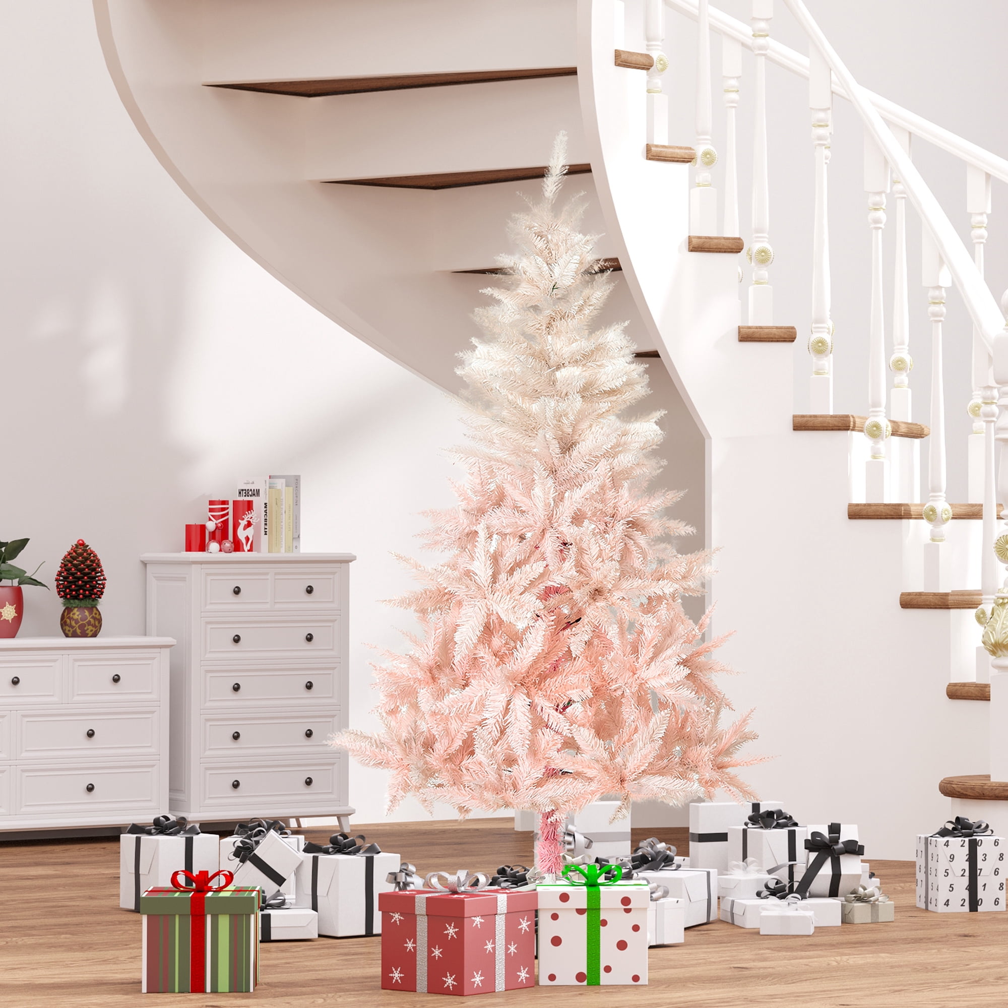 6ft Unlit Pink Christmas Tree 800 Tips Flame Retardant Indoor Holiday Decor