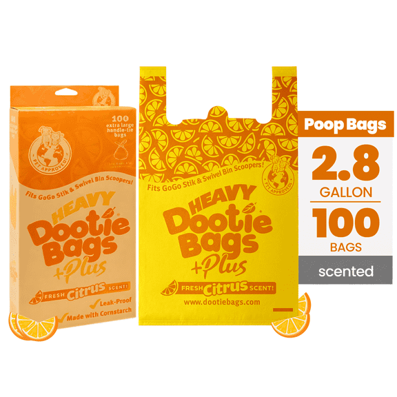 Heavy Dootie Bags® Plus Citrus Scented, Very Large Pet Waste Bags with Handles, 100 Count