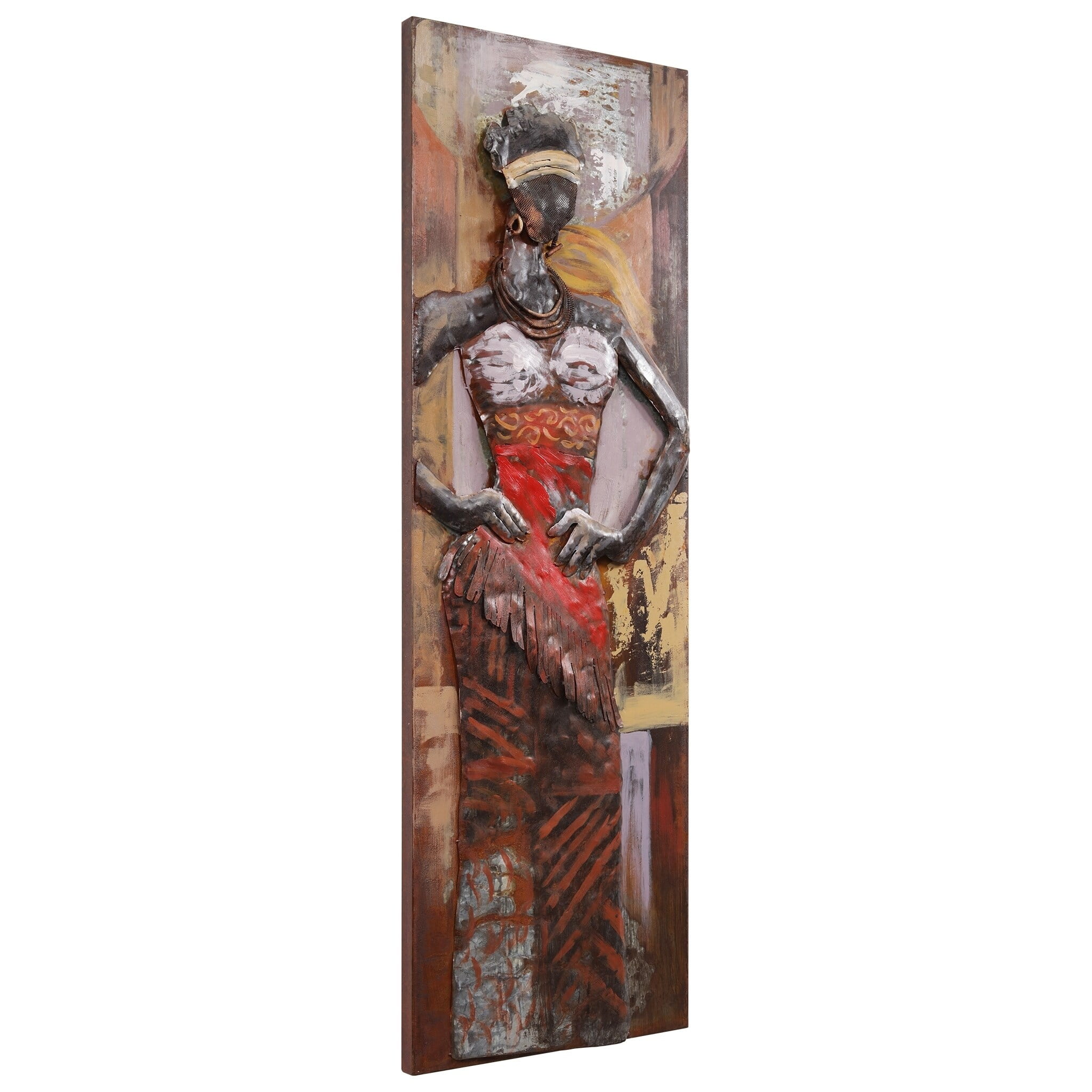 Empire Art Direct Beautiful Woman Mixed Media Iron Hand Painted 3D Wall Sculpture, 60" x 20" x 2.8"x2PCS