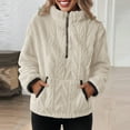 thumbnail image 4 of Womens 1/4 Zip Sweaters Fleece Pullover Sweatshirt Jacket Tops with Pocket Solid Solid Casual Winter Clothes (XL, Beige), 4 of 7