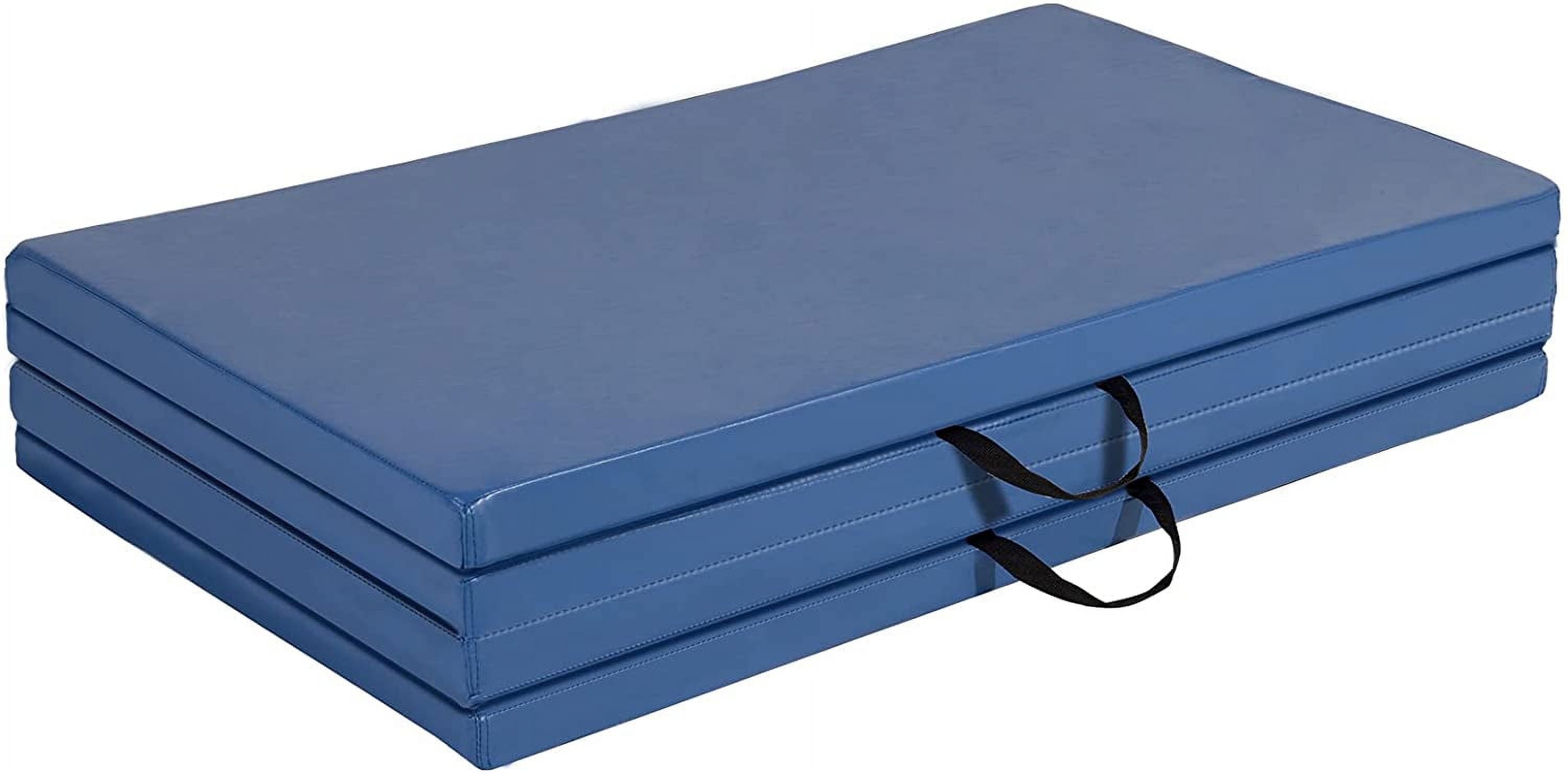 Polar Aurora 4'x10'x2'' Thick Folding Gymnastics Exercise Mat Aerobics Stretching Yoga Mats For Tumbling With Carrying HandlesFor Home Use/Gym/Yoga/Training (Blue)