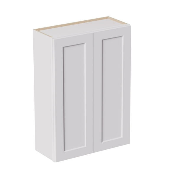 White shaker Solid Wood Double Doors Wall Cabinet 2 Doors and 3 Shelves for Kitchen Storage, Bathroom Storage, Laundry,Adjustable Shelves Ready to Assemble(30"W×12"D×42"H)