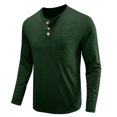 thumbnail image 4 of Henley Shirts for Men Casual Shirts Button Down Long Sleeve Solid Dress Shirt Beach Vacation Shirts Green M, 4 of 6