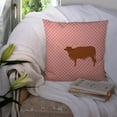 thumbnail image 3 of Ankole-Watusu Cow Pink Check Fabric Decorative Pillow, 3 of 4