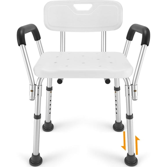 Shower Chair for Inside Shower, Heavy Duty Shower Chair with Backrest & Padded Armrest, Height Adjustable Shower Bench, Shower Seat for Bathtub, Elderly and Disabled