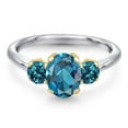 thumbnail image 3 of Gem Stone King 10K Two Tone Gold London Blue Topaz Engagement Ring for Women | 2.16 Cttw | Oval 8X6MM | Gemstone November Birthstone | Size 9, 3 of 6