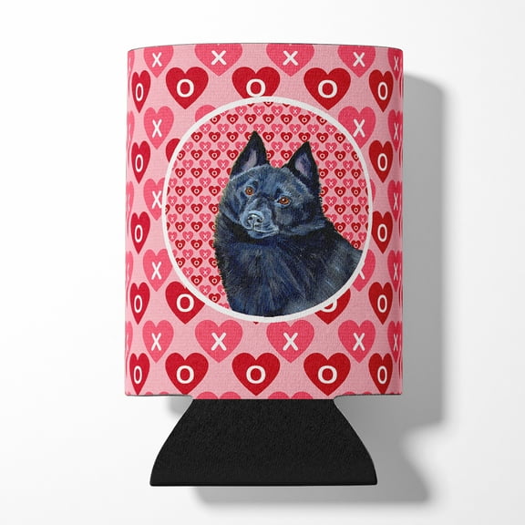 Schipperke Hearts Love and Valentines Day Portrait Can or Bottle Hugger