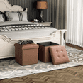 thumbnail image 4 of Magshion 15" Cube Collapsible Ottoman with Storage, PU Leather Storage Ottoman Foot Stool, for Living Room Bedroom Entryway, Brown, 4 of 8