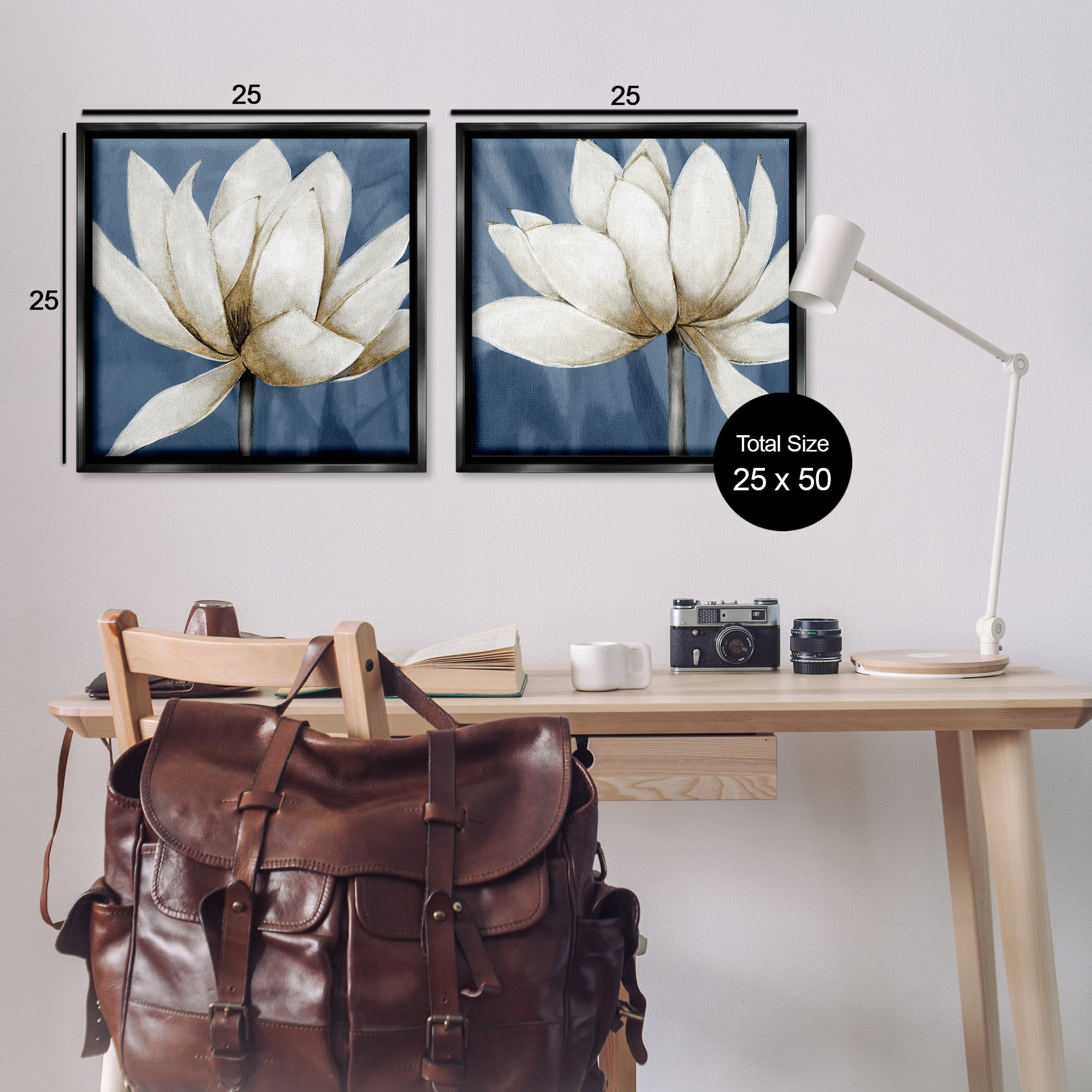 Stupell Industries Traditional Floral Falling Petals Plants & Flowers Painting Black Floater Framed Canvas Art Print Wall Art, 25 x 25, Set of 2