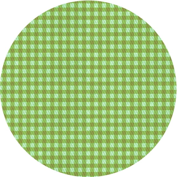 Ahgly Company Indoor Round Patterned GreenYellow Green Area Rugs, 4' Round