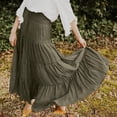 thumbnail image 6 of HGIEYS Womens White Maxi Skirt Summer Boho Long Pleated A-Line Flowy Elastic High Waist Beach Tiered Skirt, 6 of 8