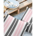 thumbnail image 2 of Pack of 2 Outdoor Pillow Covers, Pink and Grey Striped Rectangular Geometric Waterproof Square Throw Pillowcase Cushion Decorative Pillow Covers for Couch Patio Tent, 26x26 in, 2 of 6