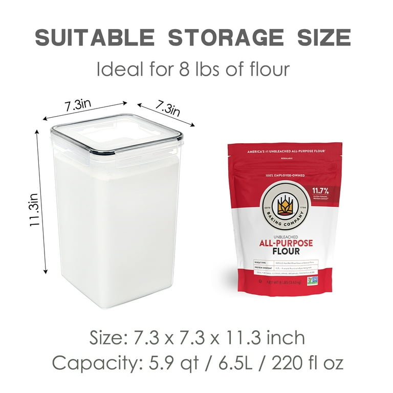 Vtopmart USVM02071 Airtight Pantry 4 Pcs Large Food Storage Canisters for Flour Sugar, 5.2L / 176oz