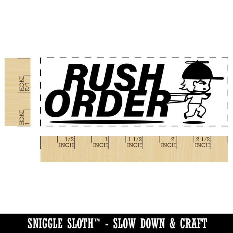 Self-Inking Rubber Stamp - 'Rush Expedited Order' Running Man Design, 1.5 Inch, Red Ink - Office/Shipping Stamp