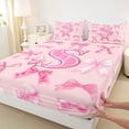 thumbnail image 4 of Manfei Dreamy Ribbon Bow Tie Bed Sheets For Girl,Pink 3D Letter I Initial Lettering King Sheets,4 Pieces, 4 of 6