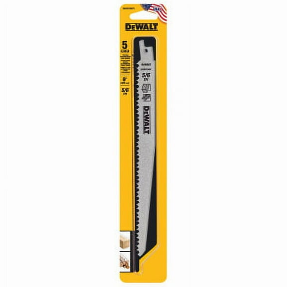 DEWALT Pruning Reciprocating Saw Blade DWAR596P5 - 6 TPI Bi-Metal - 5 Pack, 9 In
