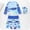 Blue4, variant on Boys 3 Piece Rash Guard Swimsuit Long Sleeve Cute Shark Print Swimwear with Trunks and Sun Hat UV 50 Rash Guard Swim Sets