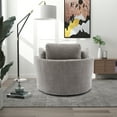 thumbnail image 4 of Swivel Accent Barrel Chair, 42.2" Modern Chenille Upholstered Oversized Arm Chair with 3 Removable Pillows and Metal Base 360 Degree Swivel Round Sofa Cozy Club Chair for Living Room, Gray, 4 of 7