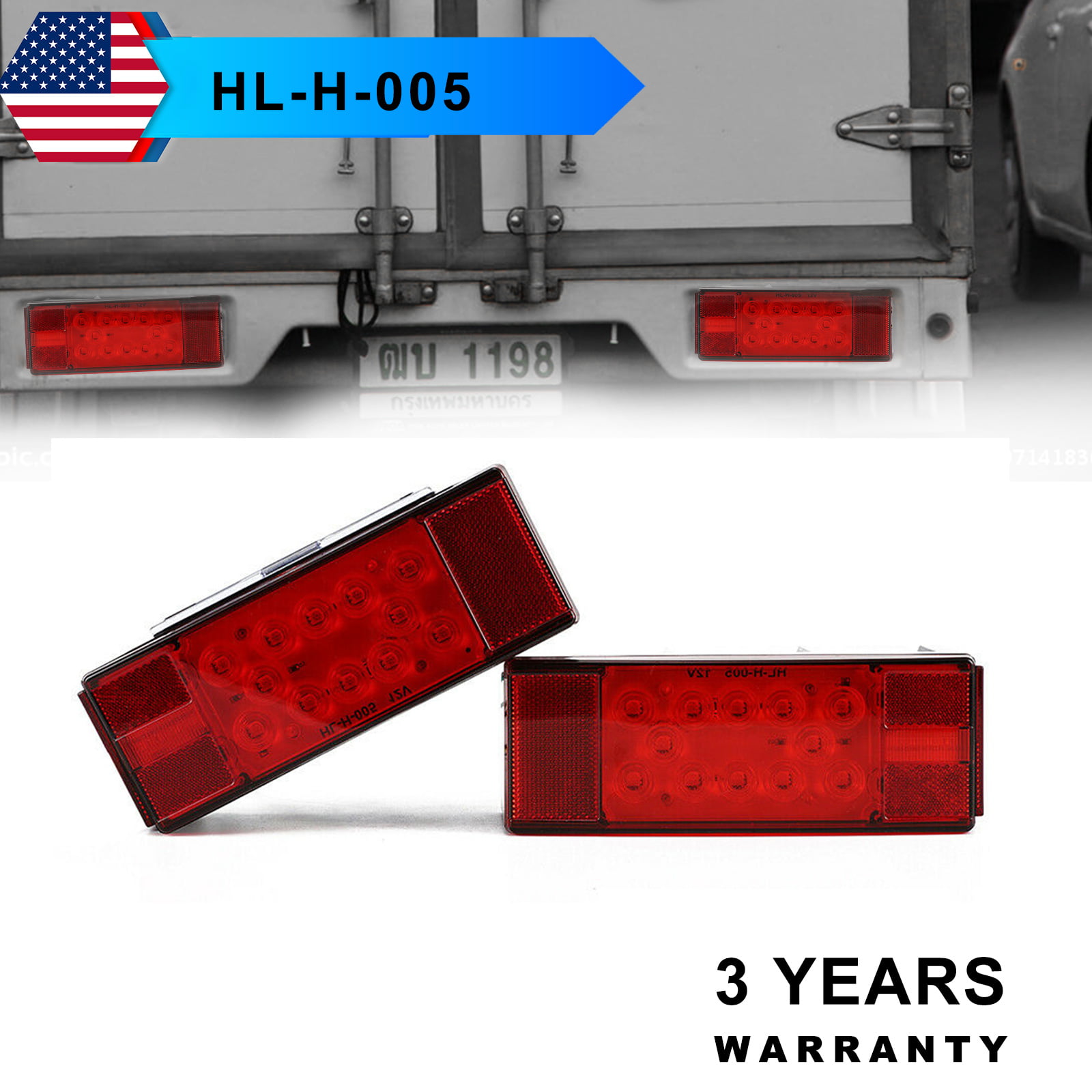 Rh+LH Tractor Rear Tail lamp Stop Flasher Light Flat Base Set of 2 