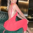 thumbnail image 2 of Birdeem Robe Longue d'Été pour Femme, Couleur Unie, Mode, Aguichant, Dos Ouvert, à Lacets, Style Élégant, Soutien-Gorge, Robe à Encolure Suspendue, 2 of 10