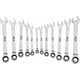 thumbnail image 1 of 12pcs Ratchet Wrench Set 5 Deg Movement Spanner Kit Combination Wrenchs Chrome Vanadium Steel , Metric Sizes 8-19mm with storing case, 1 of 5