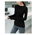 thumbnail image 4 of Nabtos Women Modal Long sleeve T-Shirt Layering Tee Scoop Neck Basic Top Black, 4 of 4