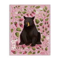 Stupell Industries Bear & Blackberry Plants Animals Painting Wrapped Canvas Art Print Wall Art, 30 x 40