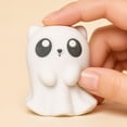 thumbnail image 4 of Homellea Cute Halloween Ghost Figurine, White Resin Mini Ghost Statue with Pink Horn Accent for Tabletop, Shelf, Mantel, Desk, Office, Bedroom, Party and Spooky Home Decor, 4 of 5