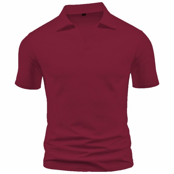 ZCFZJW Mens Slim Fit Knit Polo Shirts Business Lightweight Polo Sweater Casual Summer Ribbed Textured Collared T Shirt Tops Wine S