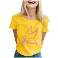 thumbnail image 1 of TSADFHJI Hauts pour Femmes Décontractés Élégants T-Shirt Imprimé à Manches Courtes Col Rond Blouse m Jaune, 1 of 5