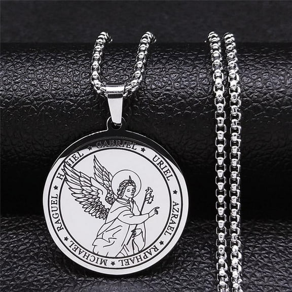 7 Archangel Stainless Steel Chain Necklaces Men Women Pendant Jewelry