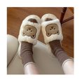 thumbnail image 3 of Pantuflas de algodón de moda para mujer, pantuflas de punta abierta con una sola palabra, para invierno, para el hogar, antideslizantes, cálidas y bonitas, para interiores y exteriores, de piel, 3 of 5
