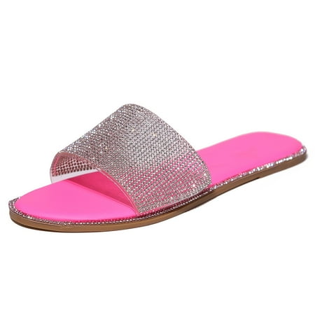 

SEMIMAY Roman Women s Slippers Indoor&Outdoor Shoes Sandals Casual Flat Beach Women s slipper Hot Pink