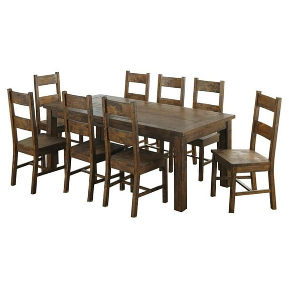 Pemberly Row 9-piece Wood Dining Room Set Rustic Golden Brown