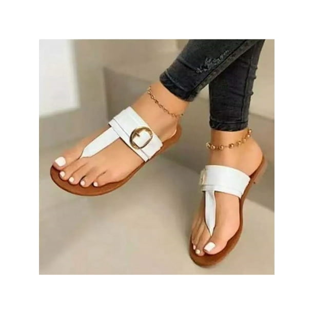 brown t strap flat sandals