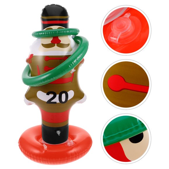 Phenofice Christmas Ring Toss Games Santa Inflatable Pvc Party Game with 1 Set of 2 Rings for Indoor Play