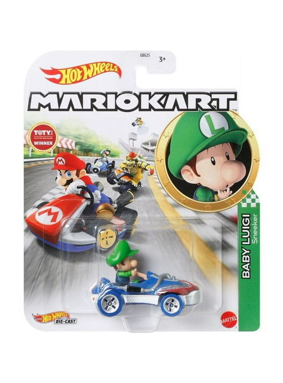 Hot Wheels Mario Kart Baby Luigi Sneeker Die-Cast Vehicle for Ages 3+