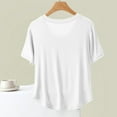 thumbnail image 4 of JSheng Short Sleeved Top for Women Breathable Fashionable Casual Loose Solid Color Round Neck T-shirt Top White M, 4 of 5