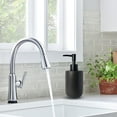 thumbnail image 5 of ABCISI Soap Dispenser, Minimalist Modern Design Cylindrical Lotion Dispenser with Matte Black Pump, 12oz Ceramic Hand Dish Soap Dispenser, Refillable Liquid Dispenser for Kitchen Bathroom (Black), 5 of 12