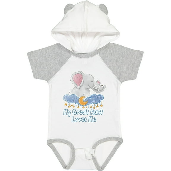 Inktastic My Great Aunt Loves Me Cute Elephants Clouds Moon and Stars Boys or Girls Baby Bodysuit