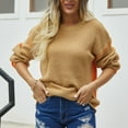 thumbnail image 5 of Lovskoo Sweaters for Women Casual Trendy Color Contrast Knitted Pullover Long Sleeve Round-Neck Sweater Khaki, 5 of 8