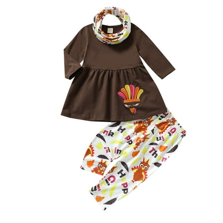 

NECHOLOGY Shy Girl Clothes Thanksgiving Kids Baby Girls Clothes Turkey T Shirt Top Pants Clothes for Teen Girls Pants Childrenscostume Brown 18-24 Months
