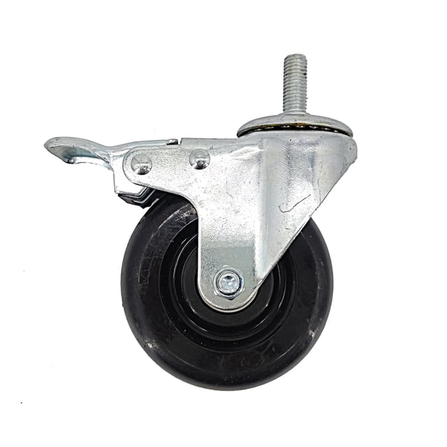 FixtureDisplays® 4 Inch 180 lbs Capacity Plastic Wheel M12X30 Stem 360 Degree Rotation Swivel Furniture Caster Black Wheel Locking Castor 180 lbs Load Capacity Each Wheel 401250-1PK